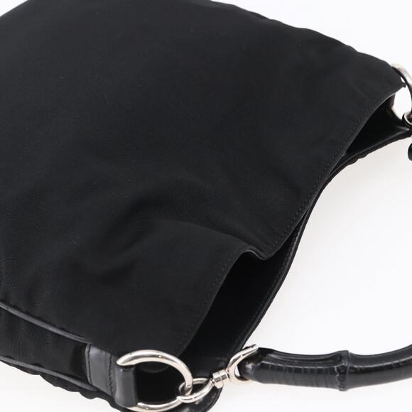GUCCI Bamboo Hand Bag Nylon Black Silver 001 1638 001 1638 - Picture 6 of 12